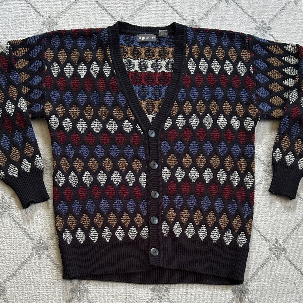 Men's JT Beckett Vintage Diamond Pattern Cardigan